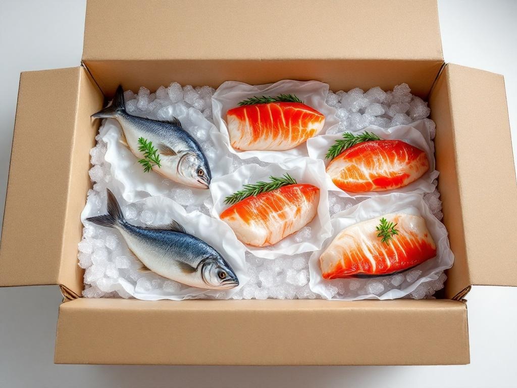 Insulated seafood delivery box with professional packaging